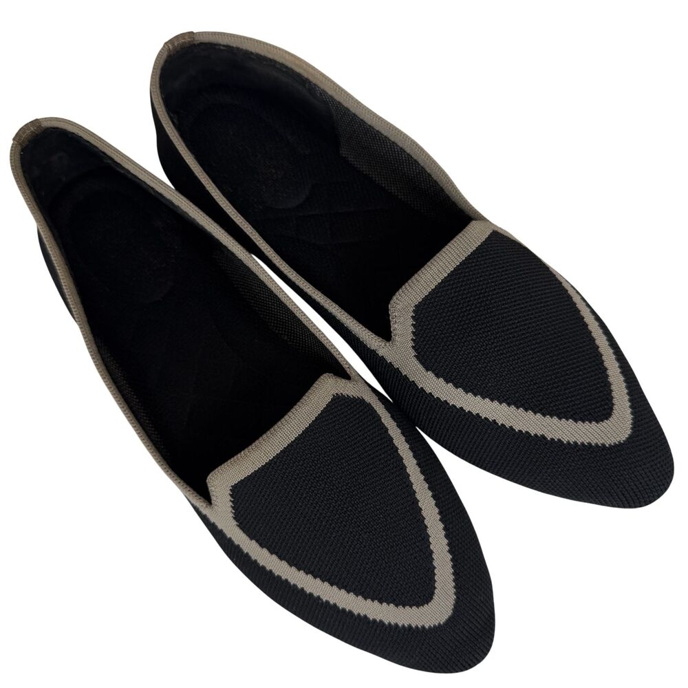 Birdies The Blackbird Women's Jet Black Flat Slip On Knit Loafer Shoe Size 9